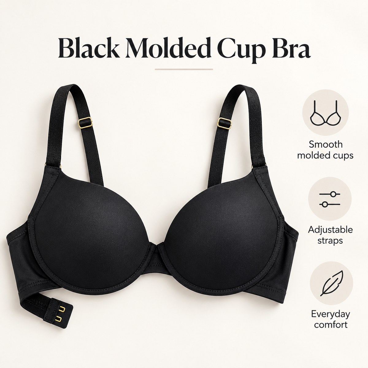 Black Molded Cup Bra