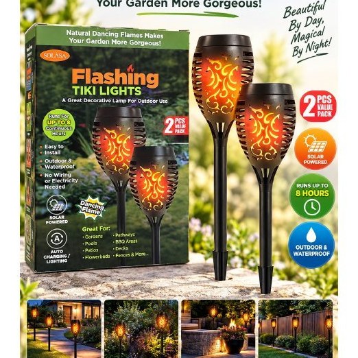 Flashing Tiki Lights – 2 Pack