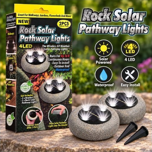 Rock Solar Pathway Lights – 2 Pack