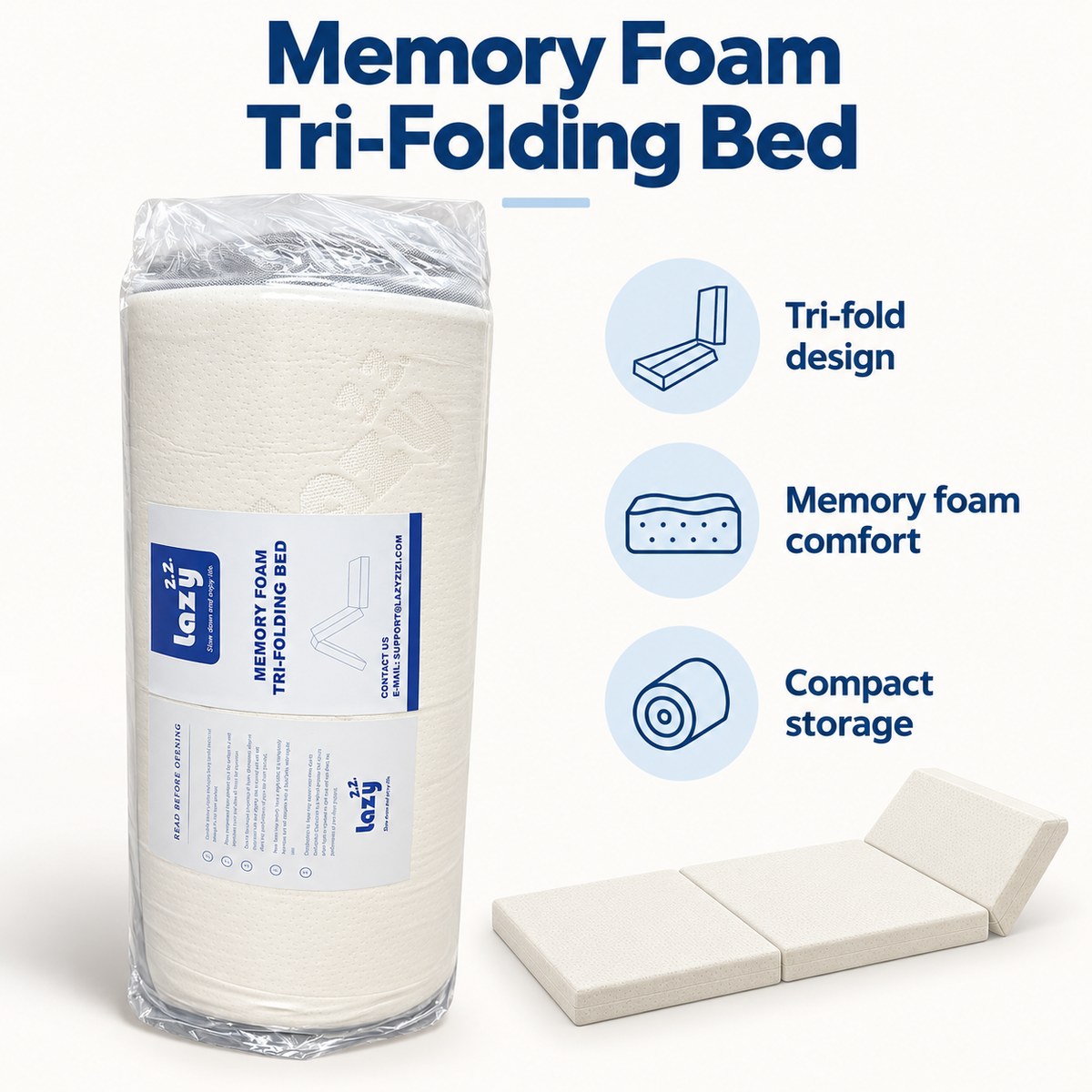 Memory Foam Tri-Folding Bed