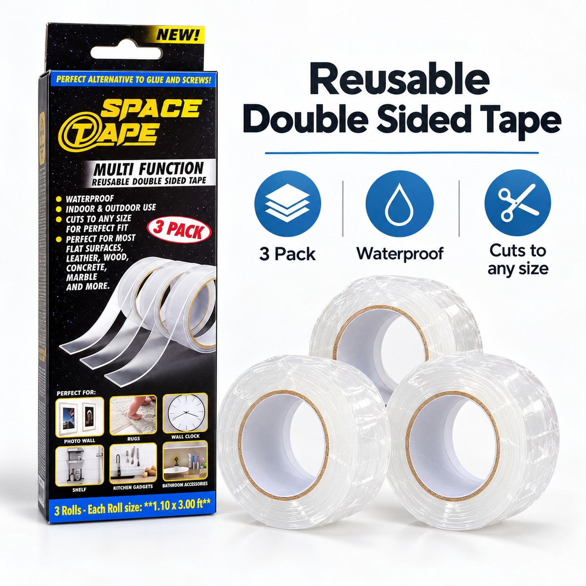 Reusable Double Sided Tape – 3 Pack